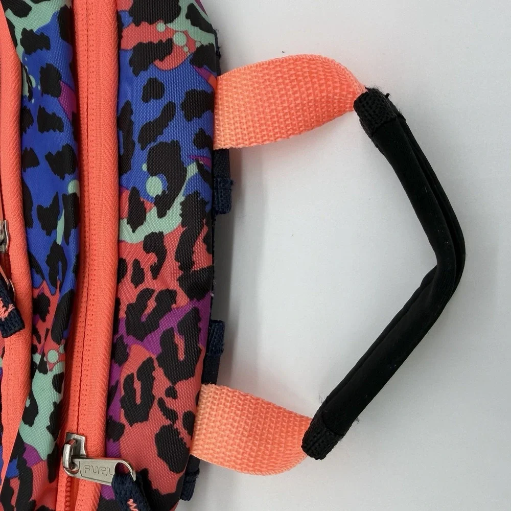 FUEL Ultimate Extreme Bungee Backpack Leopard Cheetah Navy Coral Multicolor
